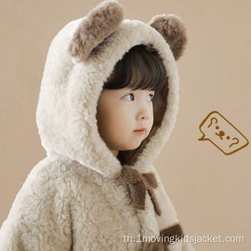 เสื้อสเวตเตอร์ผ้าขนสัตว์หนาสำหรับเด็กผู้หญิง Winter Bow Plush Top